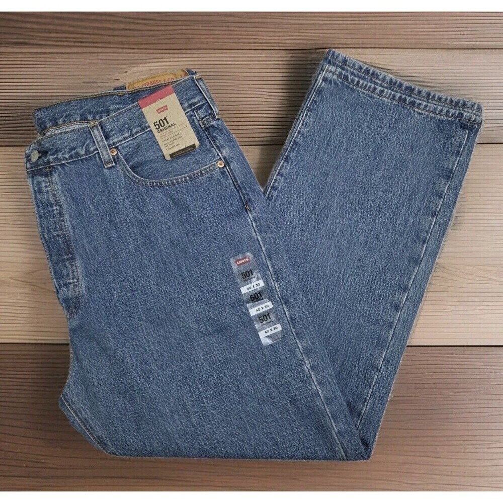 NWT Levi's 501 Jeans Original Button Fly Straight Leg Lt-Med 40X30